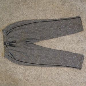 Greylin black and white 100% silk elastic and drawstring pants size L